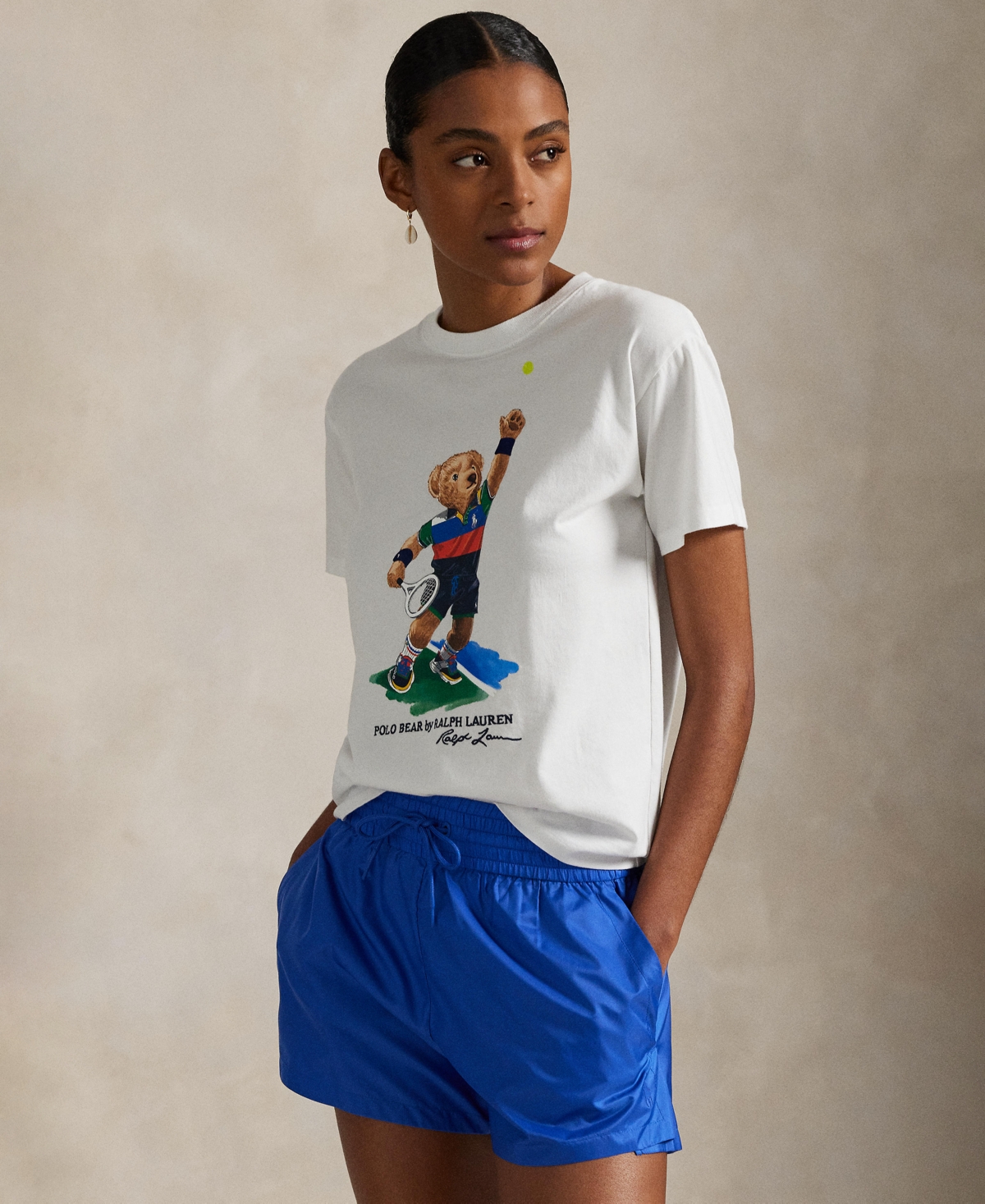 Polo Ralph Lauren Women's Us Open Polo Bear Jersey Tee In White