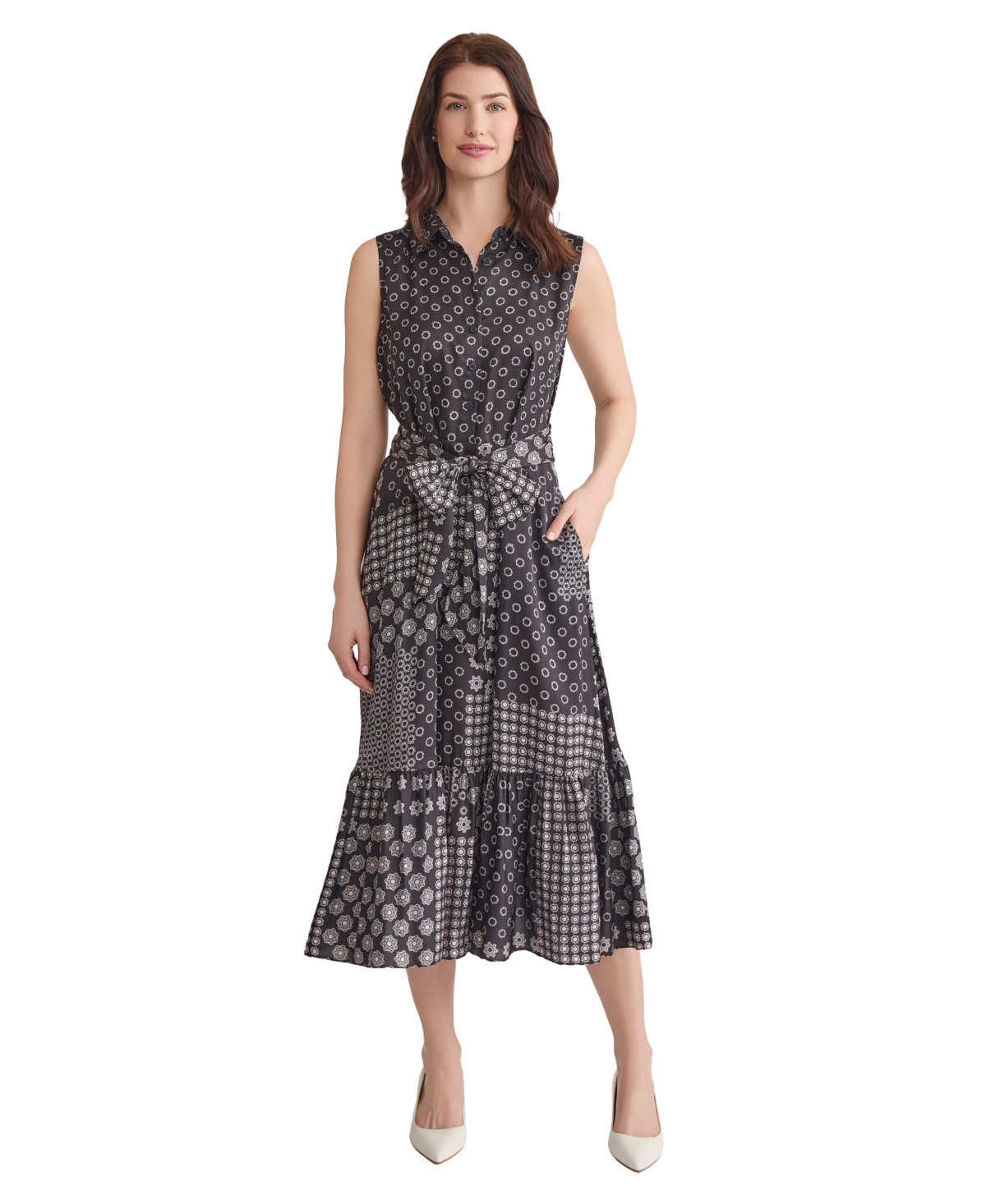 Jones New York Women's Sleeveless Midi Shirt Dress