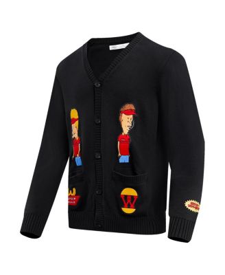 Men's Black Beavis and Butt-Head Burger World Cardigan