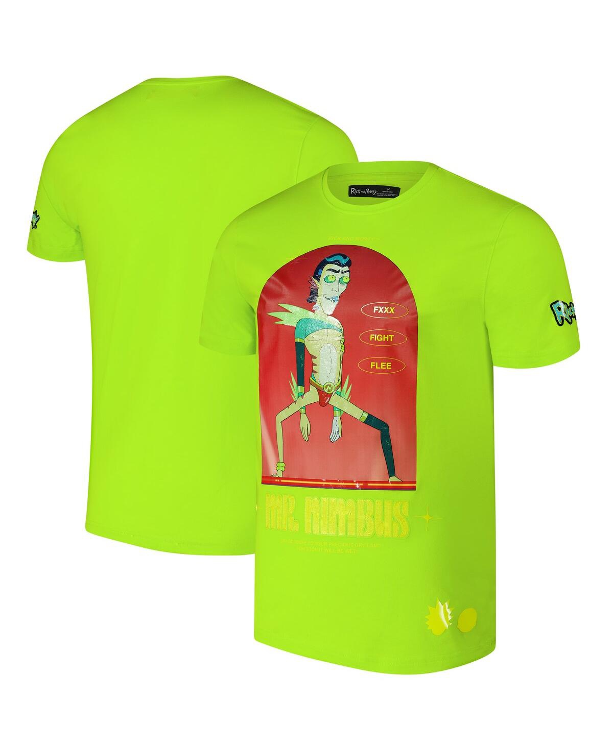 Men's Neon Green Rick and Morty Mr. Nimbus T-Shirt - Neon Green