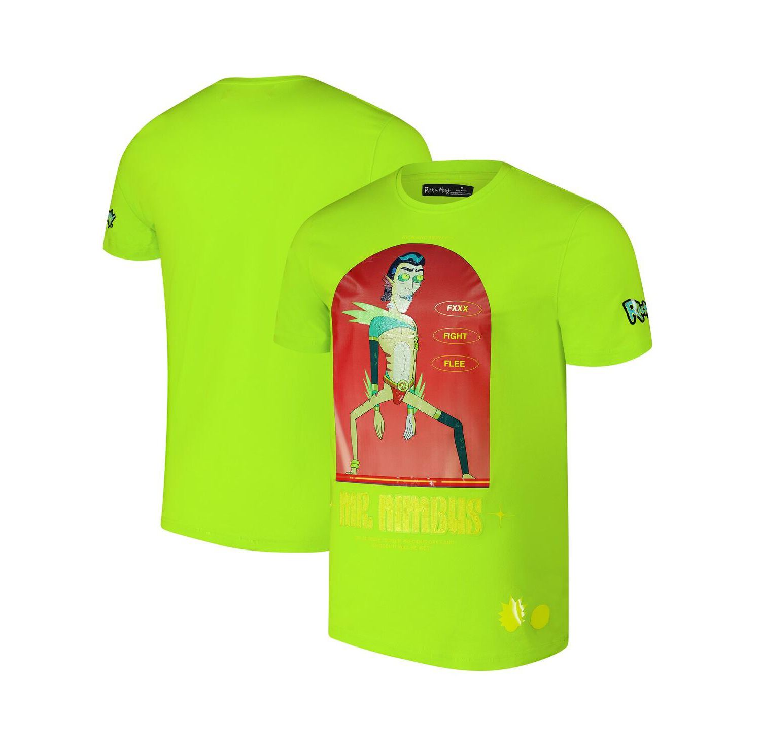 Men's Neon Green Rick and Morty Mr. Nimbus T-Shirt