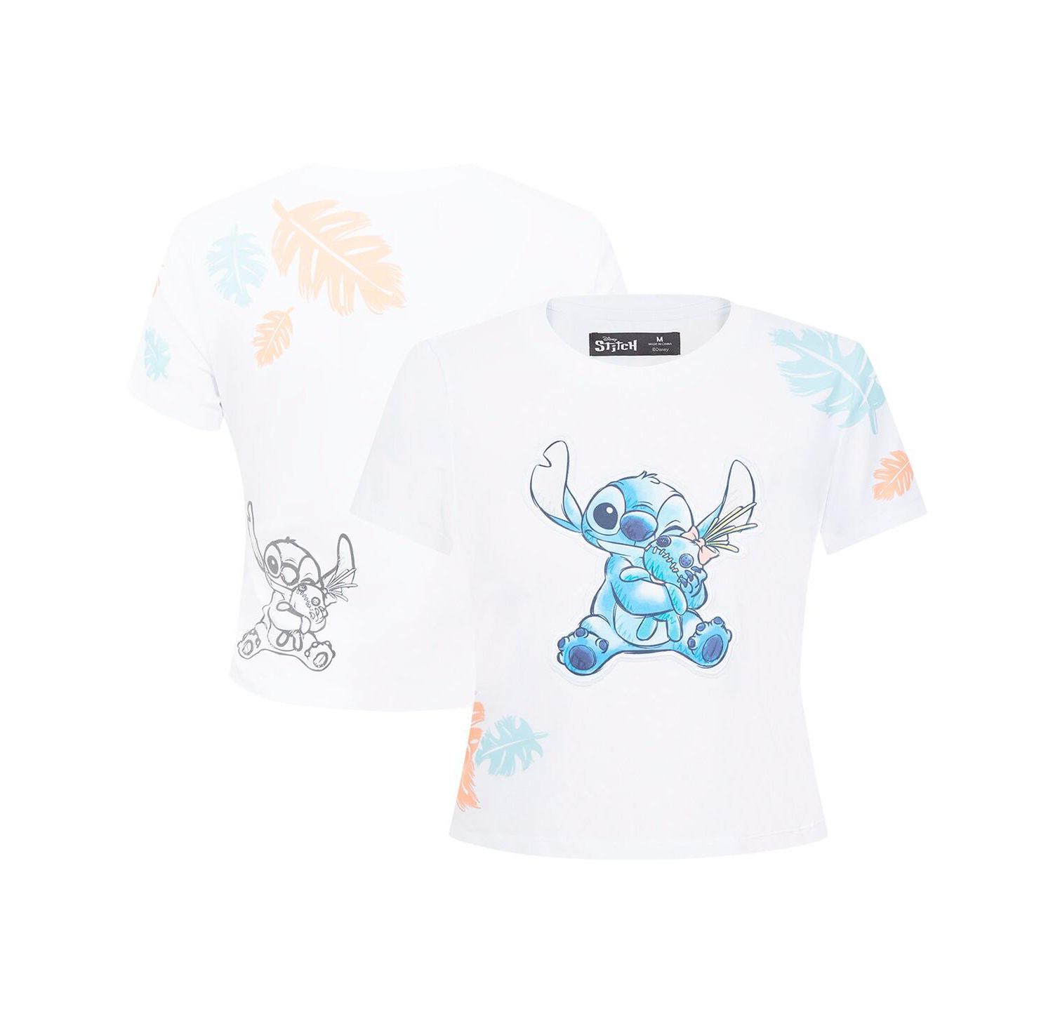 Women's White Lilo and Stitch Hold On Tight Baby Doll T-Shirt