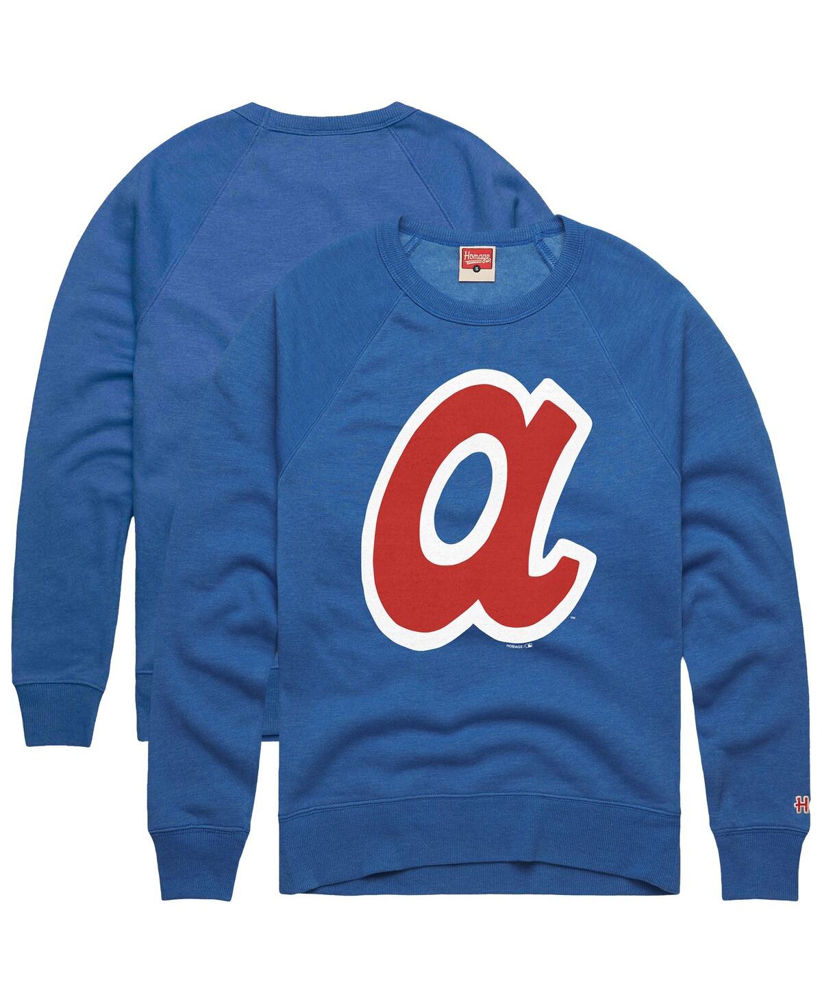 Men'sÂ Royal Atlanta Braves Retro Tri-Blend Pullover Sweatshirt - Royal