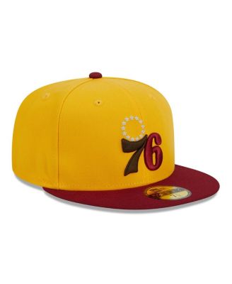 Men's Yellow/Red Philadelphia 76ers Fall Leaves 2-Tone 59FIFTY Fitted Hat