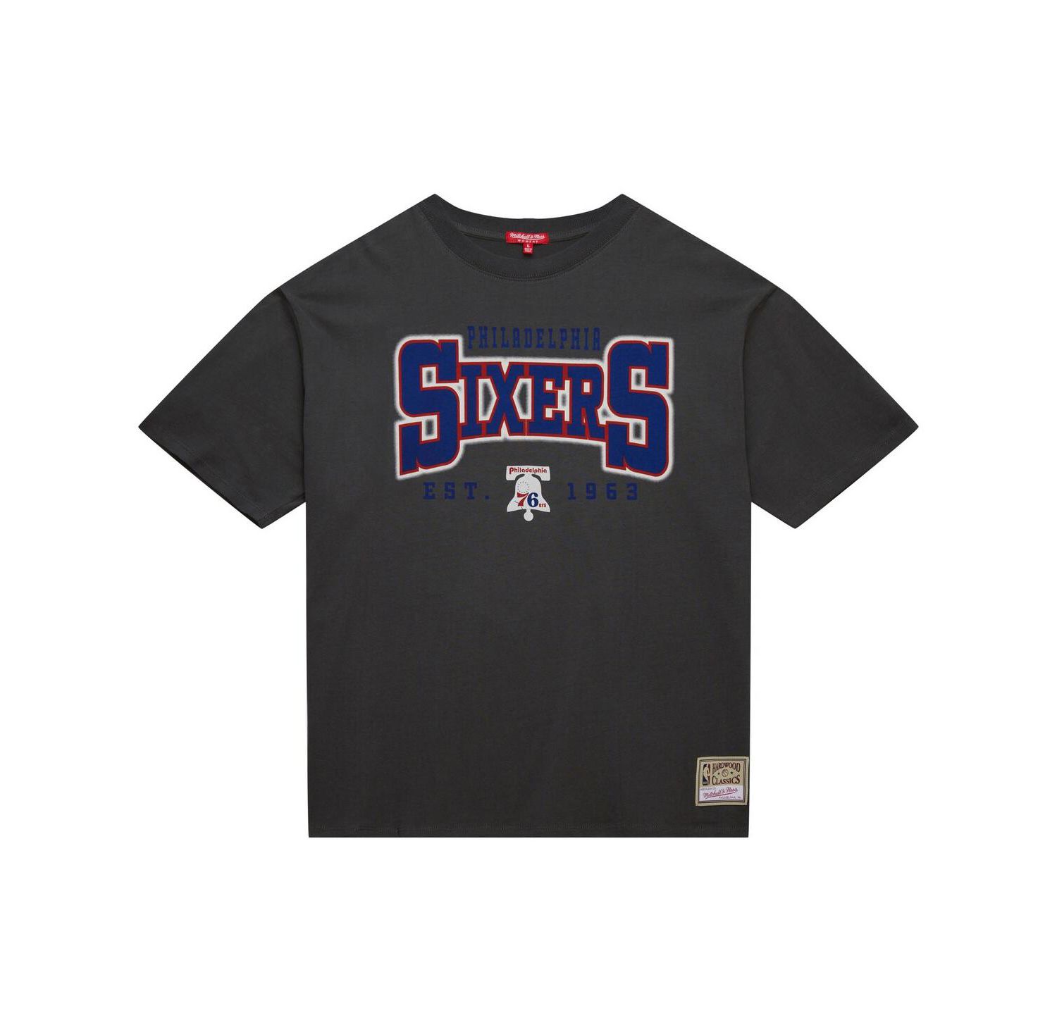 Women's Charcoal Philadelphia 76ers Hardwood Classics Oversized Boyfriend T-Shirt