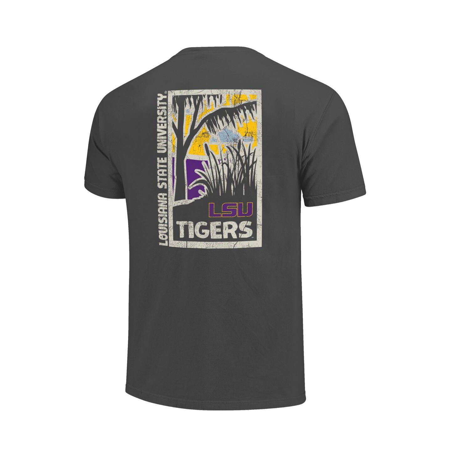 Мужская футболка Image One Graphite LSU Tigers Comfort Colors Minimalist Distressed Vista — фото 3