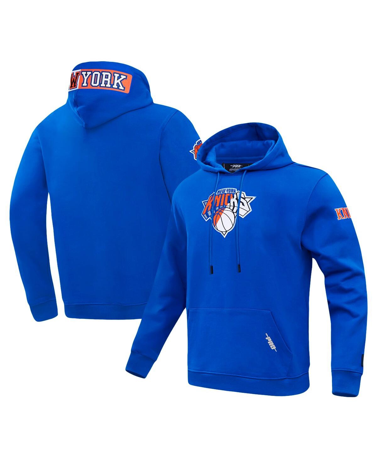 Men's Blue New York Knicks Split Logo Pullover Hoodie - Blue