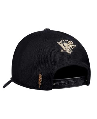 Men's Black Pittsburgh Penguins Metallic Logo Pinch Front Adjustable Hat