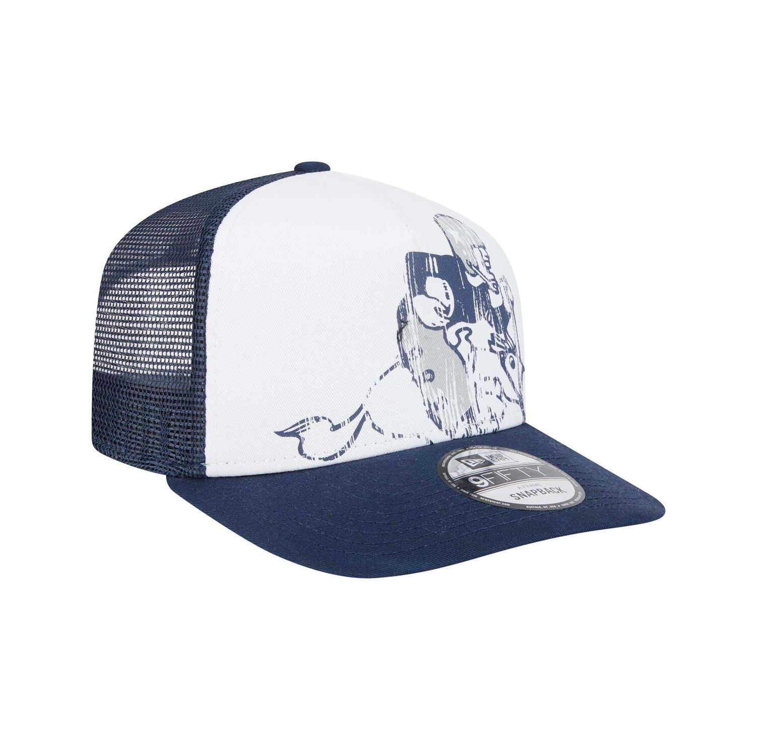 Men's White/Navy Dallas Cowboys Distressed 9FIFTY A-Frame Snapback Hat