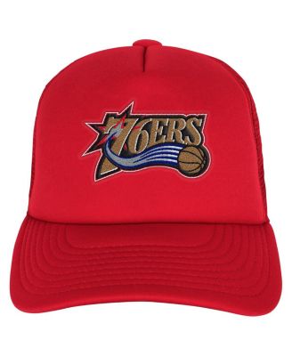 Big Boy's and Girl's Red Philadelphia 76ers Core Evergreen Trucker Adjustable Hat