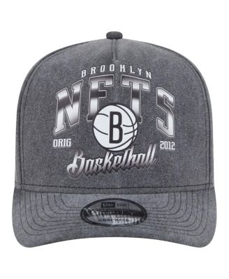 Men's Charcoal Brooklyn Nets Throwback Washed Pre-Curved 9FIFTY Snapback Hat
