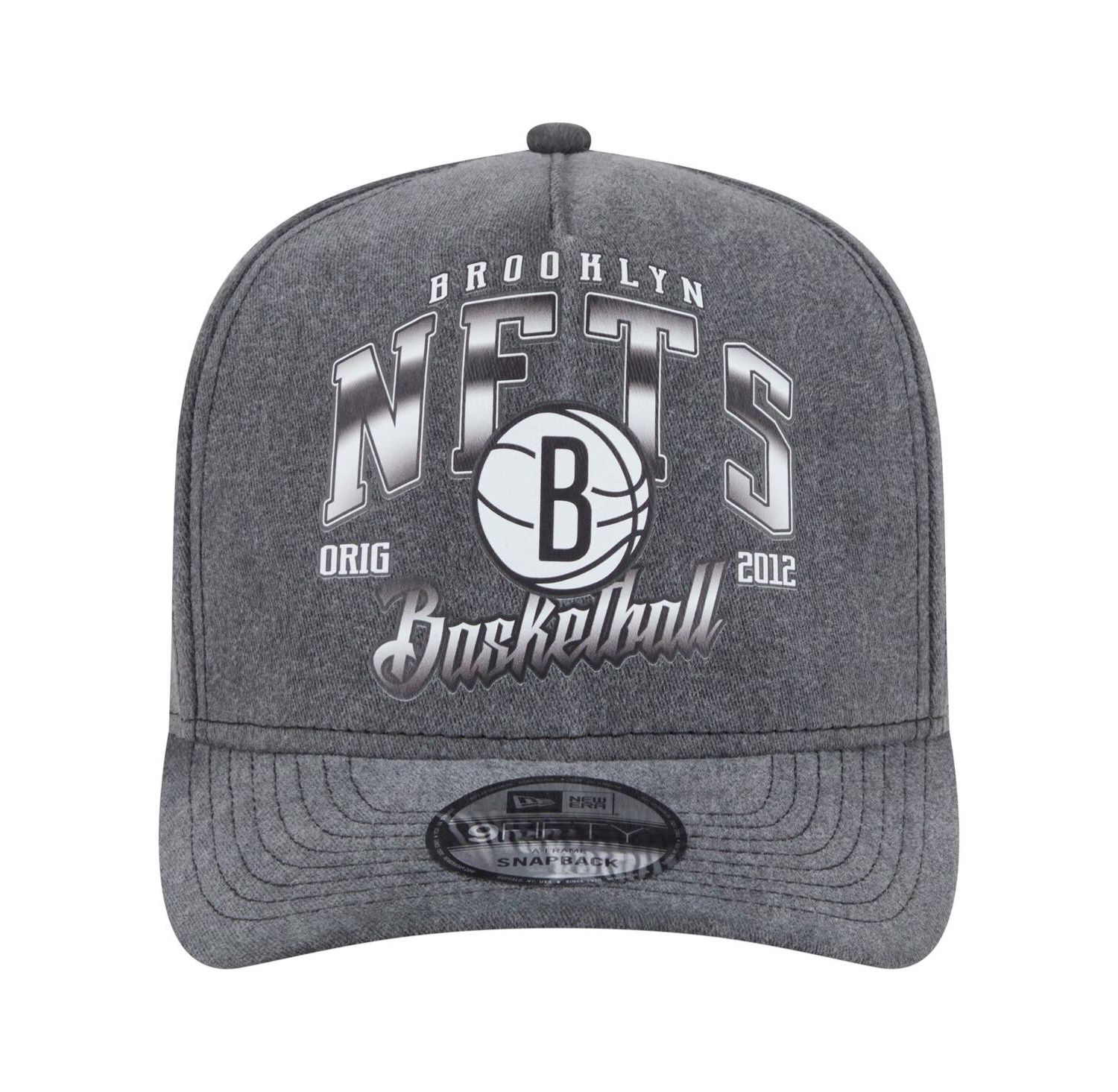 Men's Charcoal Brooklyn Nets Throwback Washed Pre-Curved 9FIFTY Snapback Hat