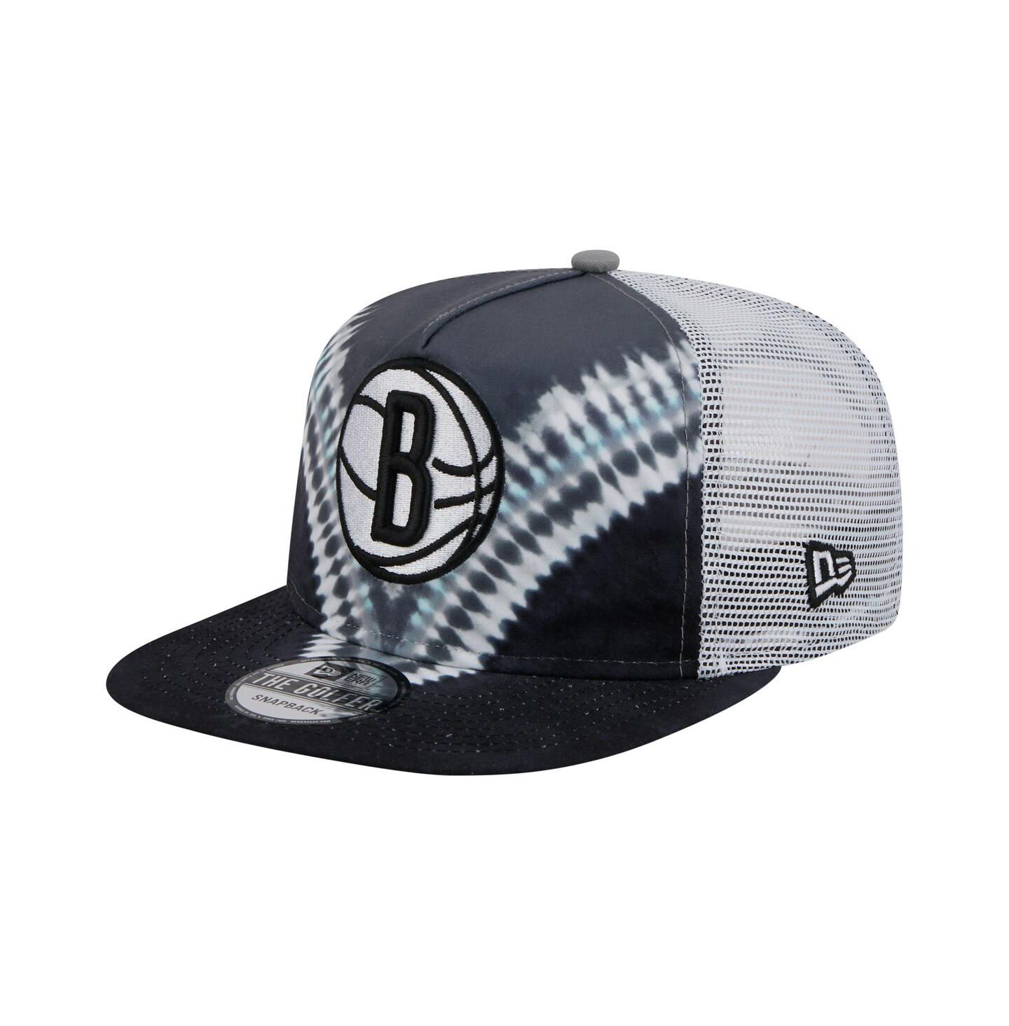 Мужская кепка New Era Black/Gray Brooklyn Nets Throwback Dye Golfer Snapback Hat — фото 1