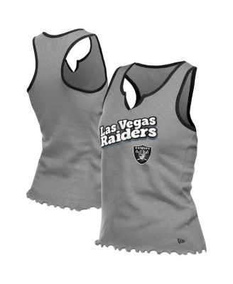 New Era - Women's&nbsp;Silver Las Vegas Raiders Lettuce Hem Notch Neck Tri-Blend Tank Top