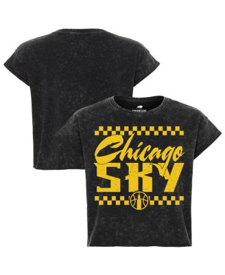 Sportiqe - Women's&nbsp; Black Chicago Sky Rock Roll Collection Gwen Mineral Wash Cropped T-Shirt