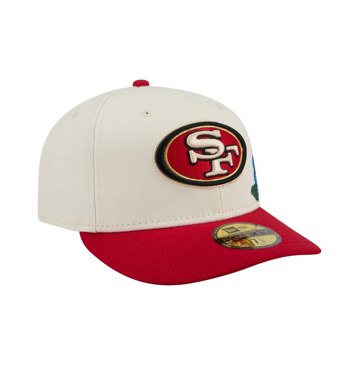 Мужская кепка New Era Cream/Scarlet San Francisco 49ers Tonal Floral 59FIFTY Fitted Hat — фото 3