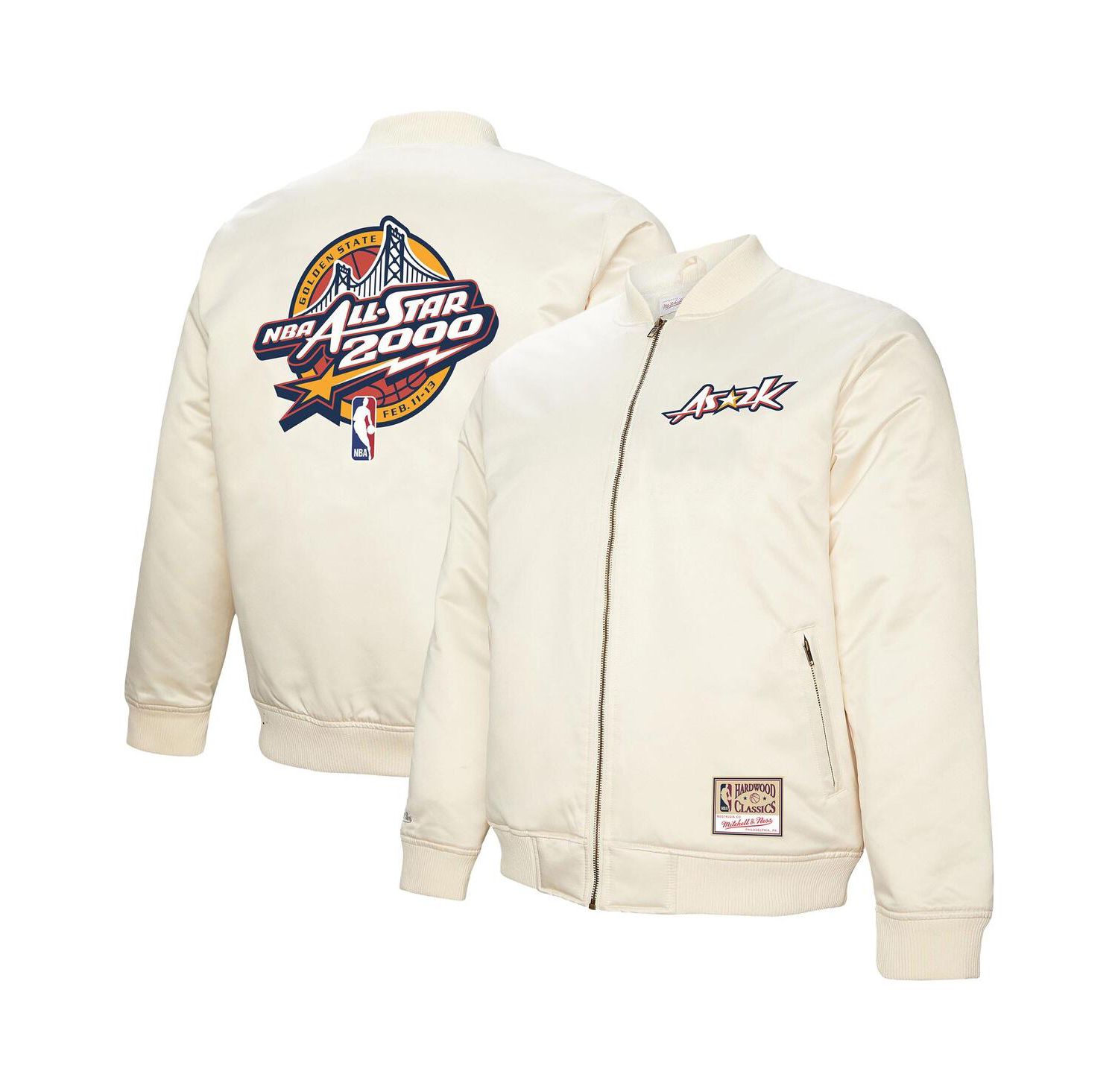 Men's Cream 2000 NBA All-Star Game Full-Zip Satin Jacket