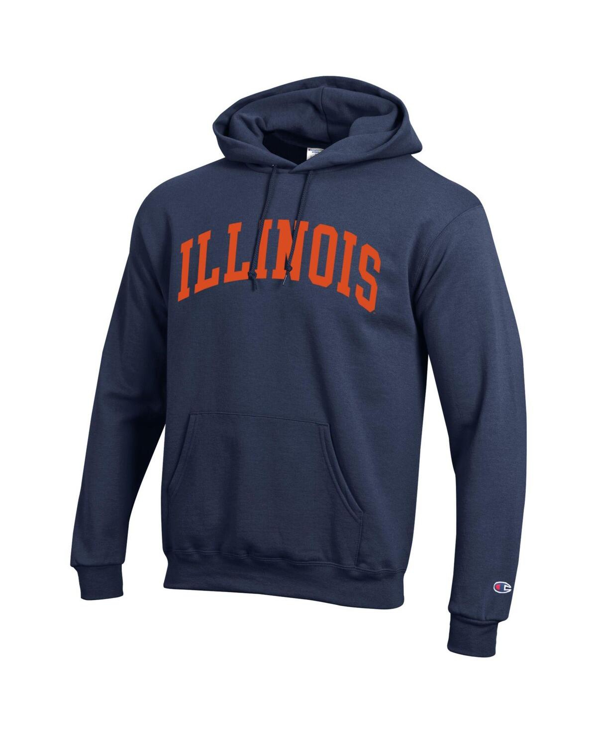 Champion Men's Navy Illinois Fighting Illini Basic Arch Fleece Pullover Hoodie In Blue