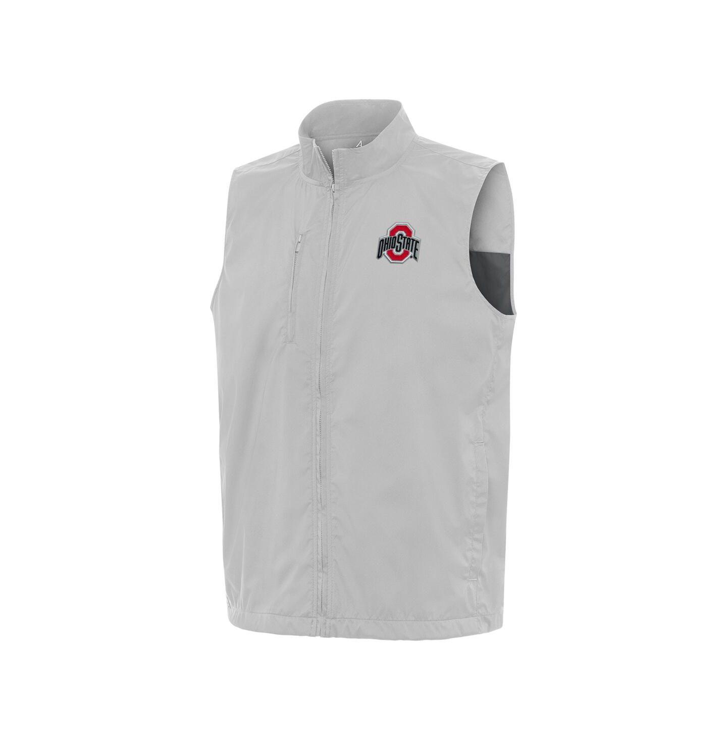 Мужской жилет Antigua Gray Ohio State Buckeyes Brisk Full-Zip Vest — фото 2