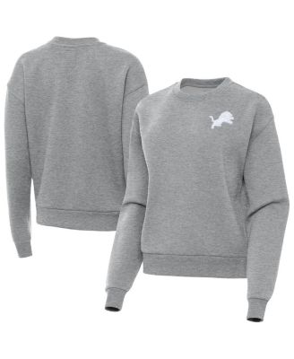 Antigua - Women's Heather Gray Detroit Lions Victory Crew Pullover Sweatshirt
