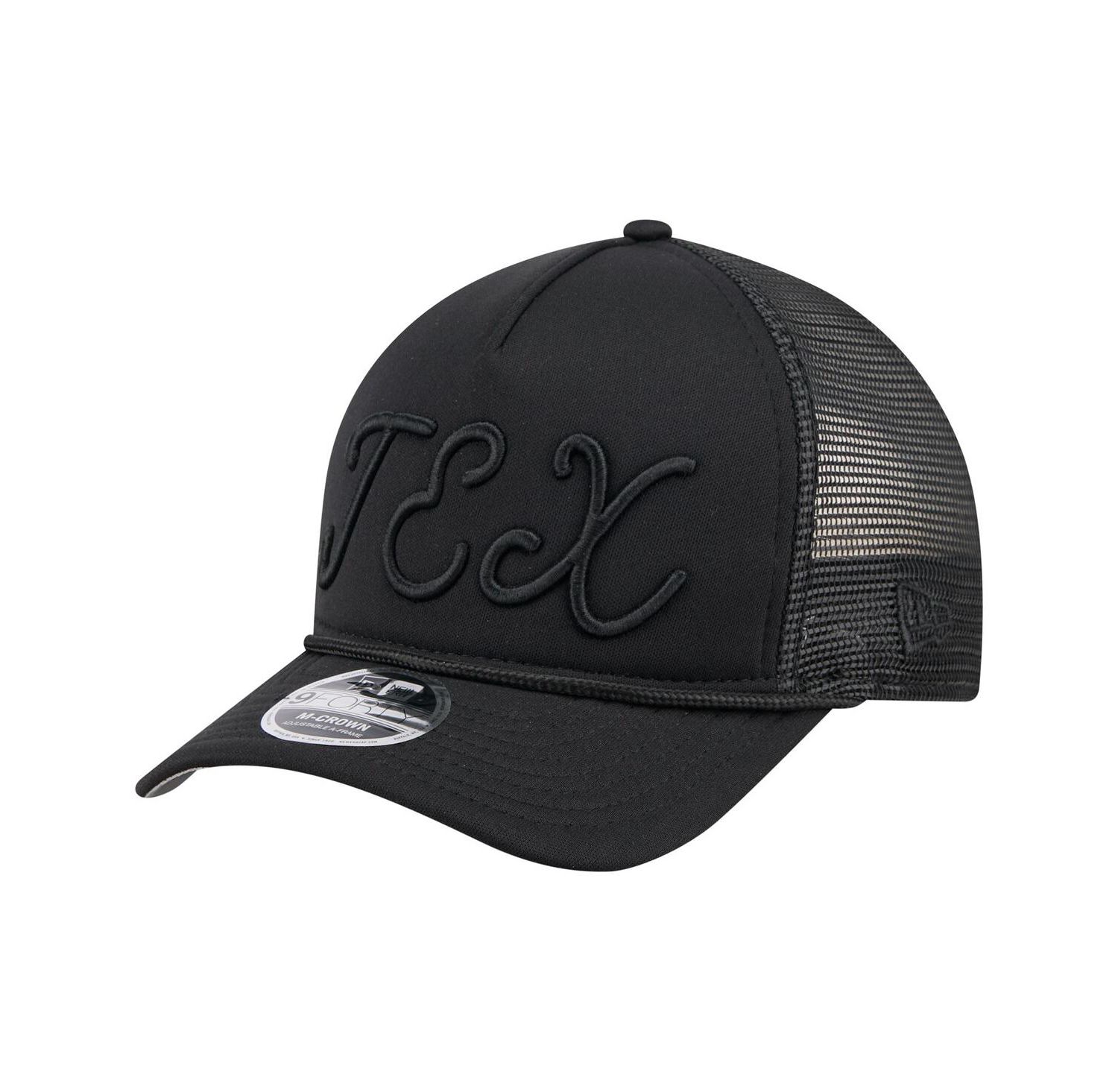 Men's Black Texas Rangers City Initial 9FORTY A-Frame M-Crown Adjustable Trucker Hat