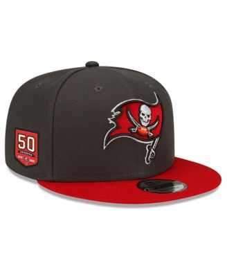 New Era - Men's Pewter/Red Tampa Bay Buccaneers 50th Anniversary Side Patch 9FIFTY Snapback Hat