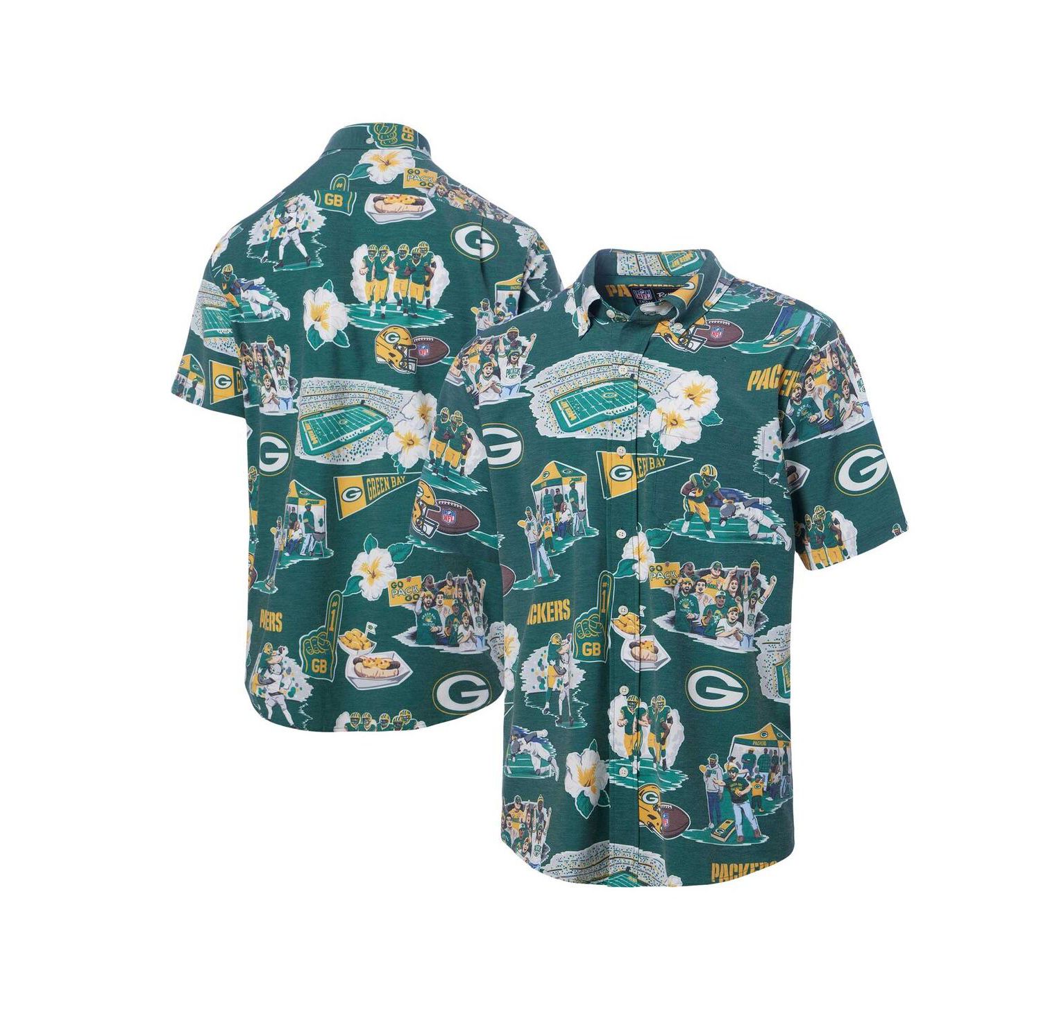Men's Green Green Bay Packers Scenic Button-Down Shirt