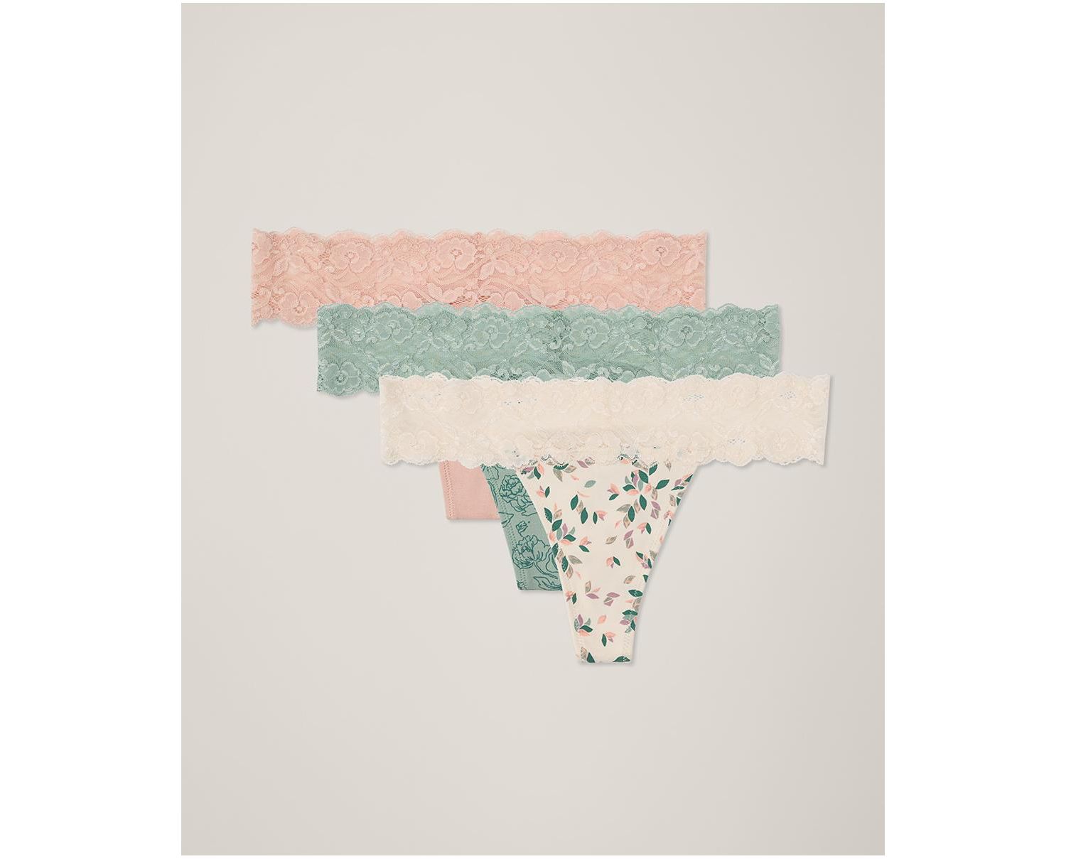 Women's Lace Waist Thong 3-Pack