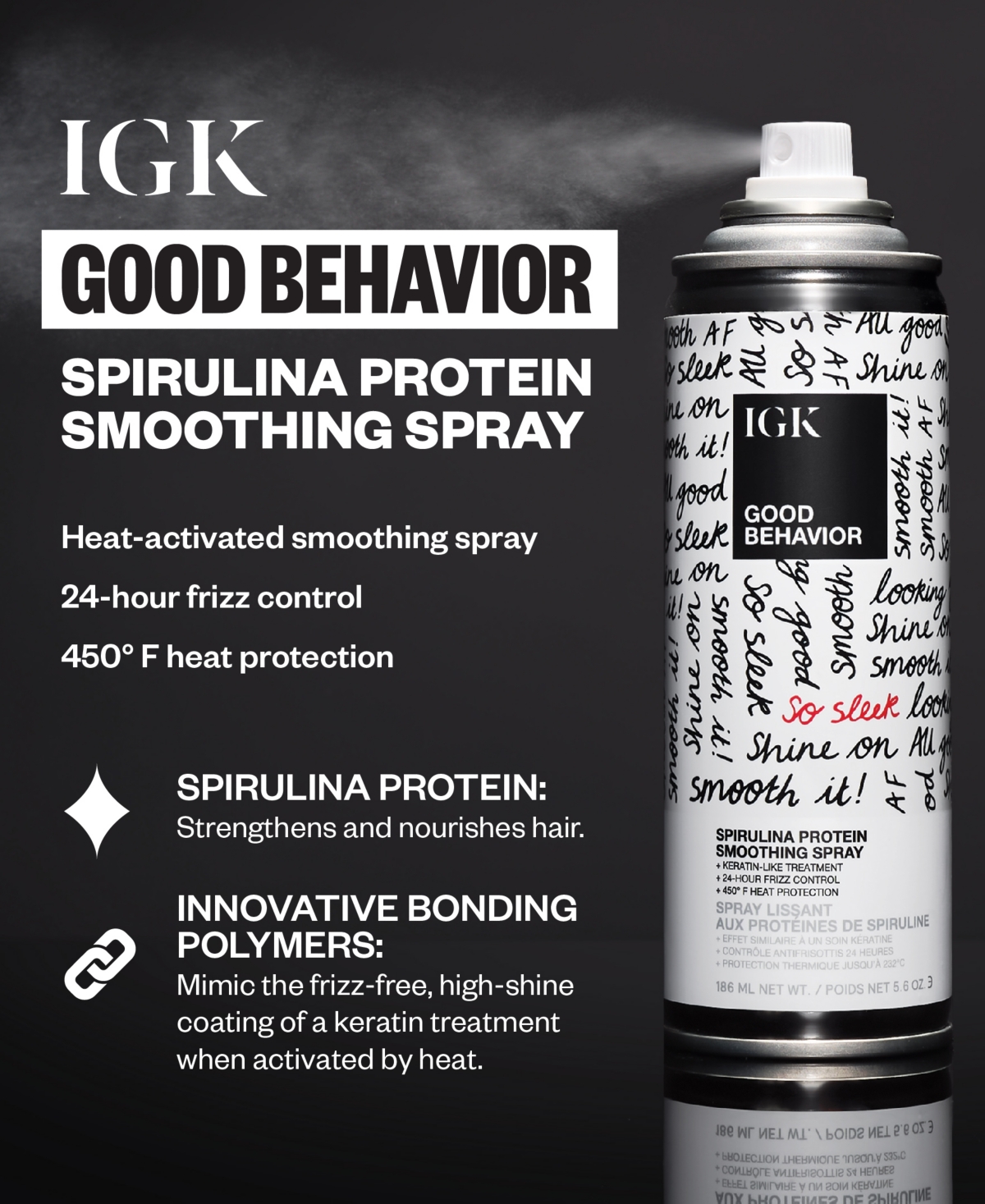 Igk Hair Good Behavior Spirulina Protein Smoothing Spray, 12 oz.