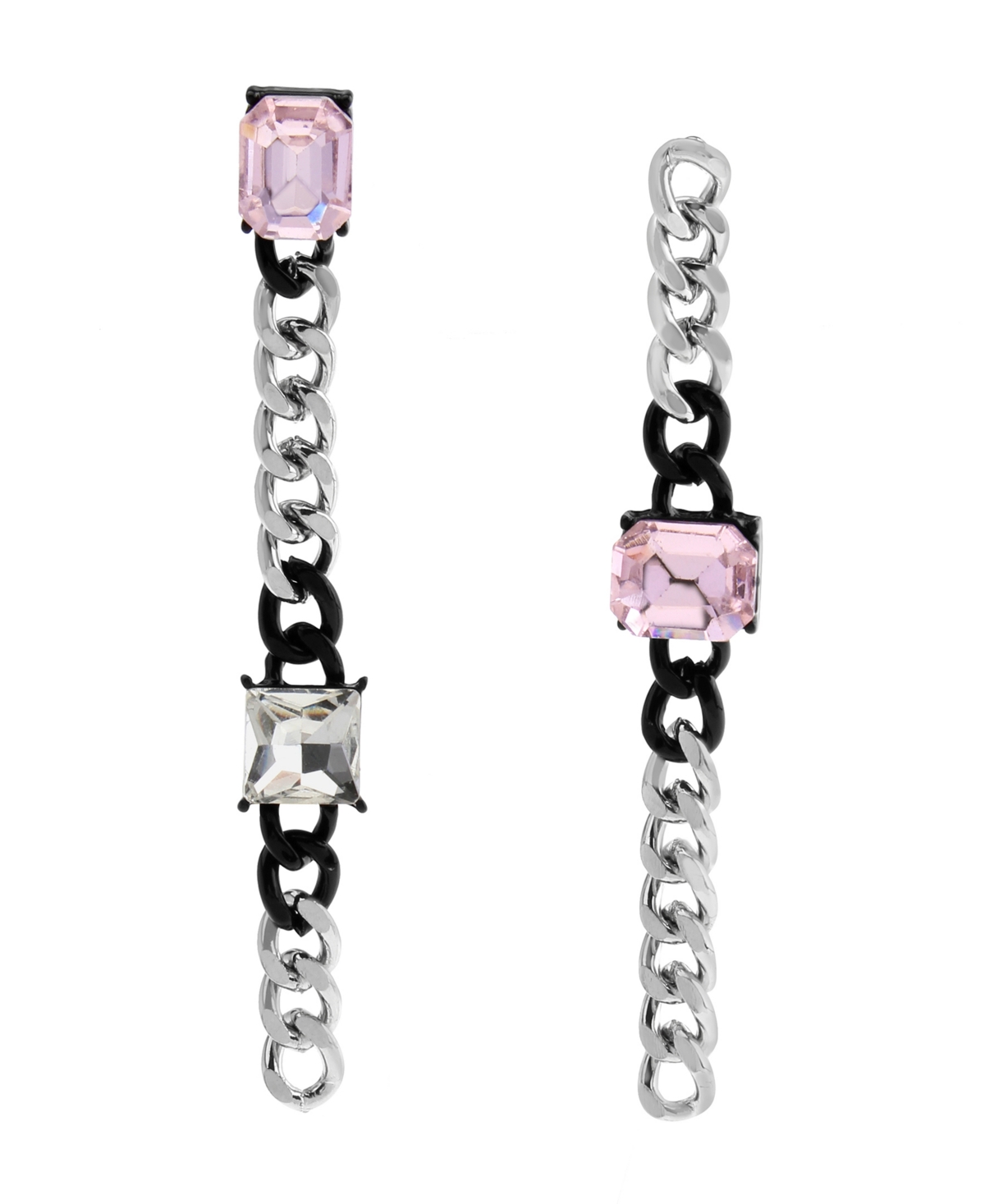 Faux Stone Punk Romance Stone Linear Earrings - Rose, Two Tone