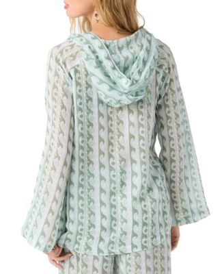 Juniors' Regina Printed Hoodie Cover-Up