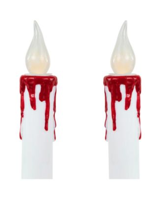 LED Dripping Blood Halloween Taper Candles with Timer, Set of 2