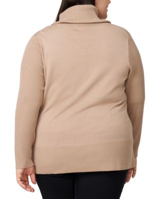 Plus Size Cowlneck High-Low Sweater