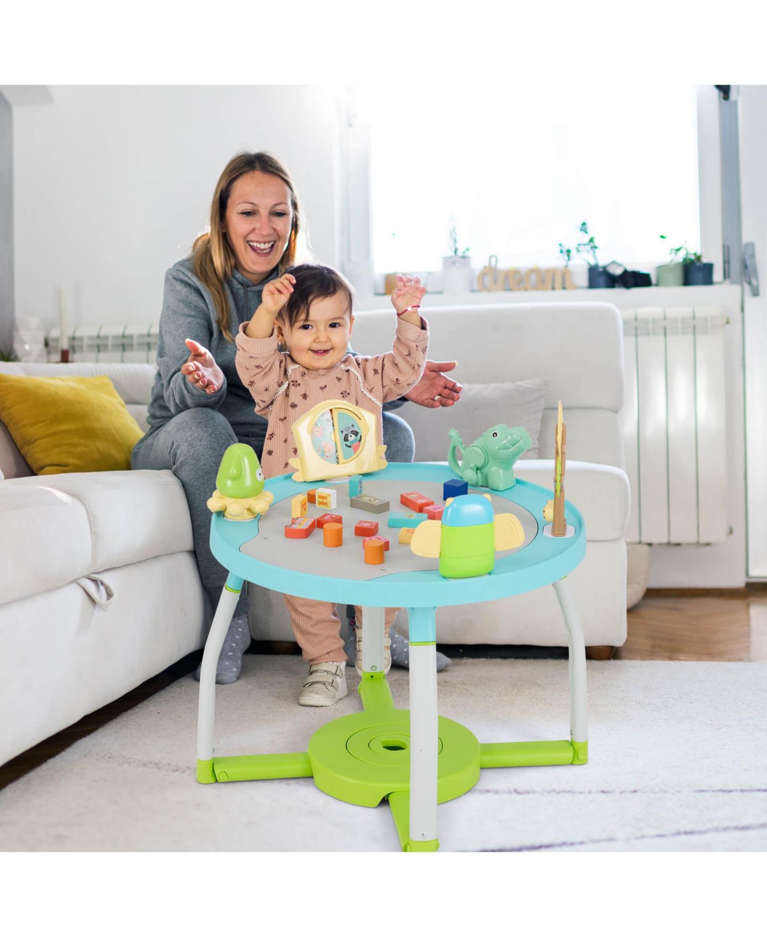 5-in-1 Baby Activity Center with Rotating Seat Removable Toys Lights