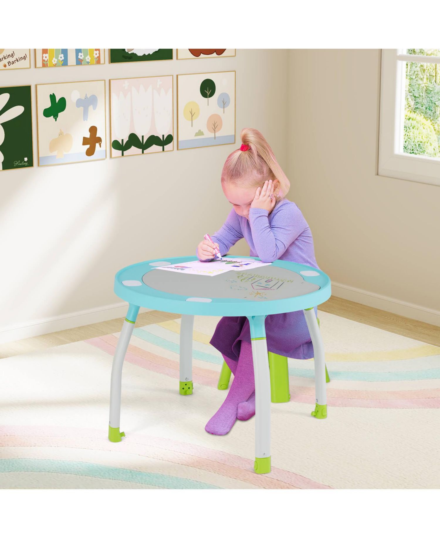 5-in-1 Baby Activity Center with Rotating Seat Removable Toys Lights