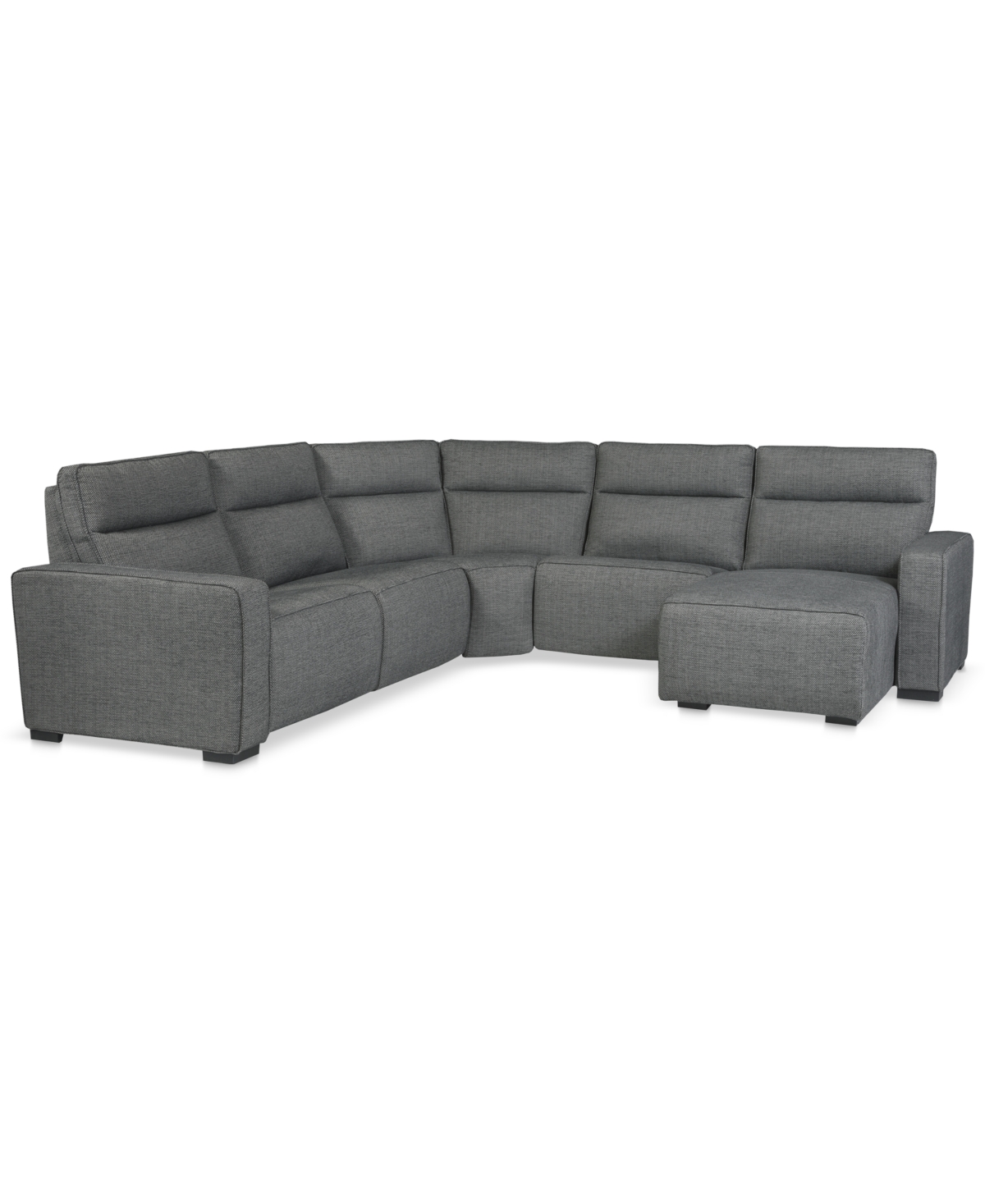 Macy's Miren 5-pc. Fabric Chaise Sectional With 2 Power Headrest Recliners, Exclusively At  In Gray