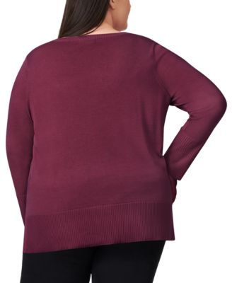 Plus Size Button-Cuff Boat-Beck Sweater