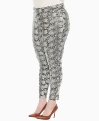 Plus Size Faux Suede Snake Print Pants