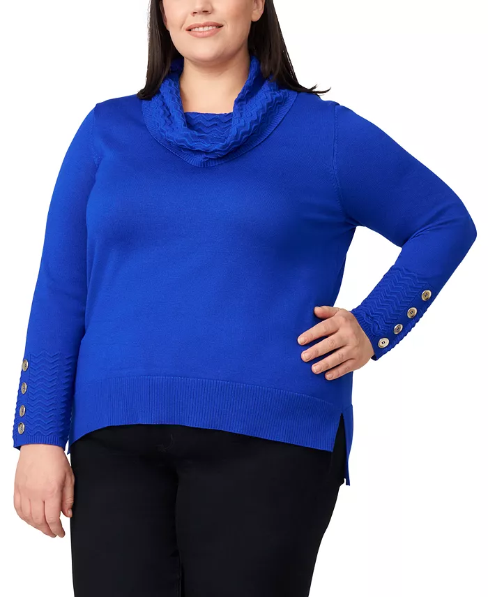 Plus Size Ribbed-Hem Cowl-Neck Sweater - thumbnail 10