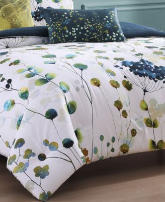 Abstract Vines Bedding 220 Thread Count Cotton Sateen Reversible 5 Piece Comforter Set, Queen Size