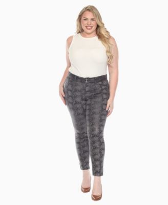 Plus Size Faux Suede Snake Print Pants