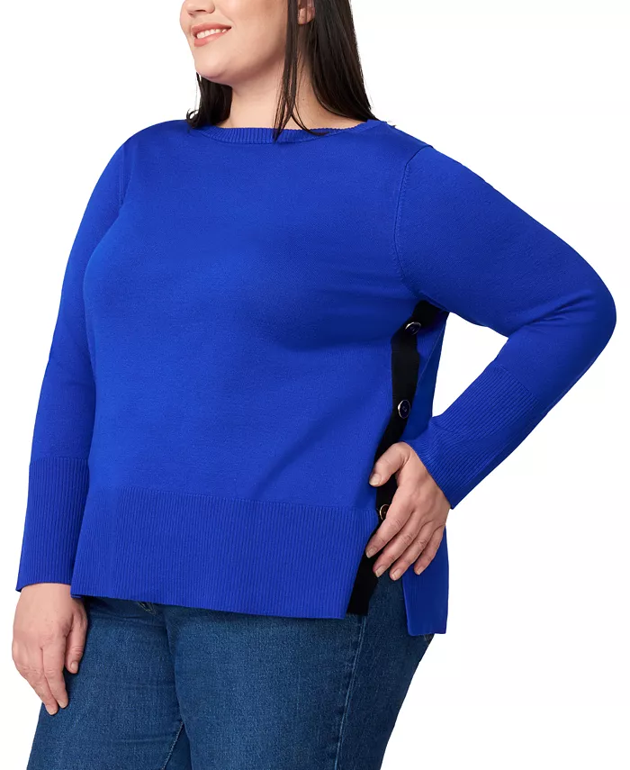 Plus Size Side-Button Tunic Sweater - thumbnail 3