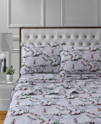 Holiday Printed Cotton Flannel Extra Deep 4-Pc. Sheet Set, King
