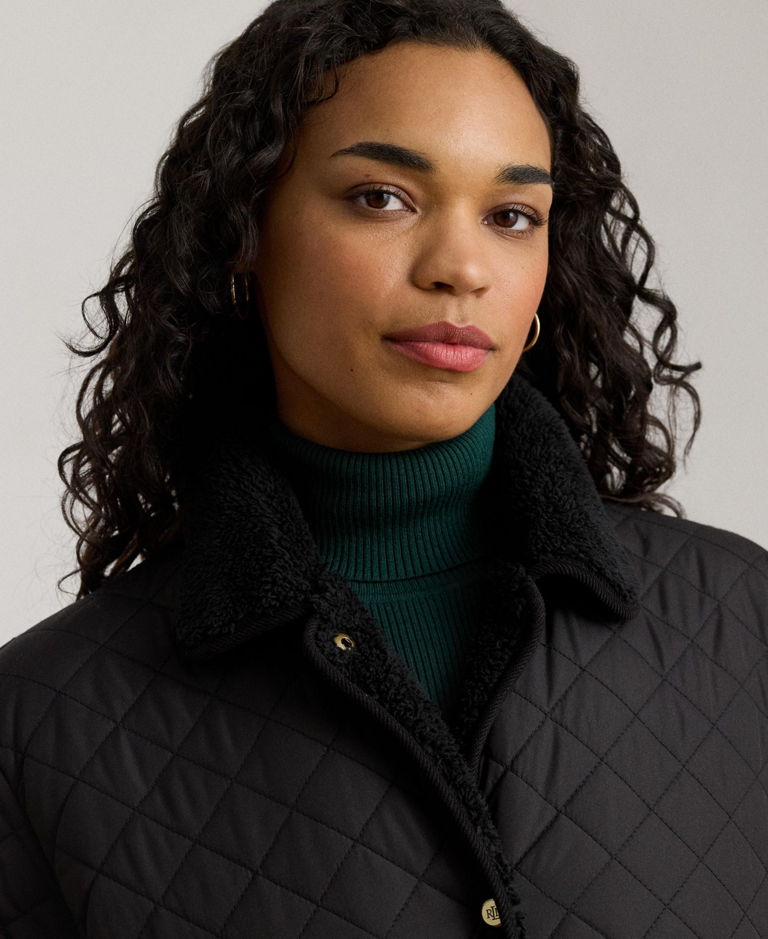 Plus Size Faux-Sherpa-Collar Quilted Jacket, Created for Macy's