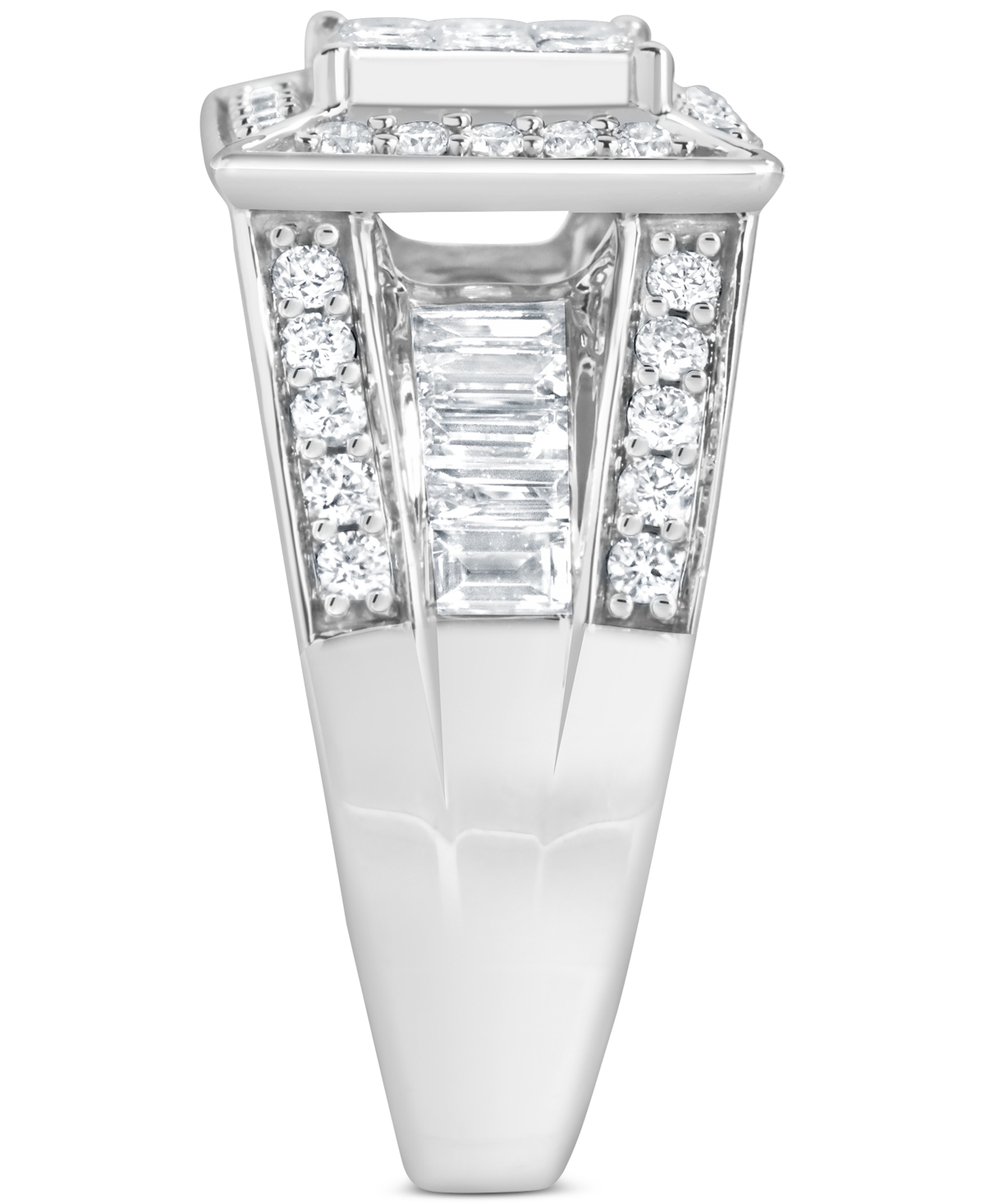 Macy's Diamond Square Halo Cluster Engagement Ring (1-1/2 Ct. T.w.) In 14k White Gold In Metallic