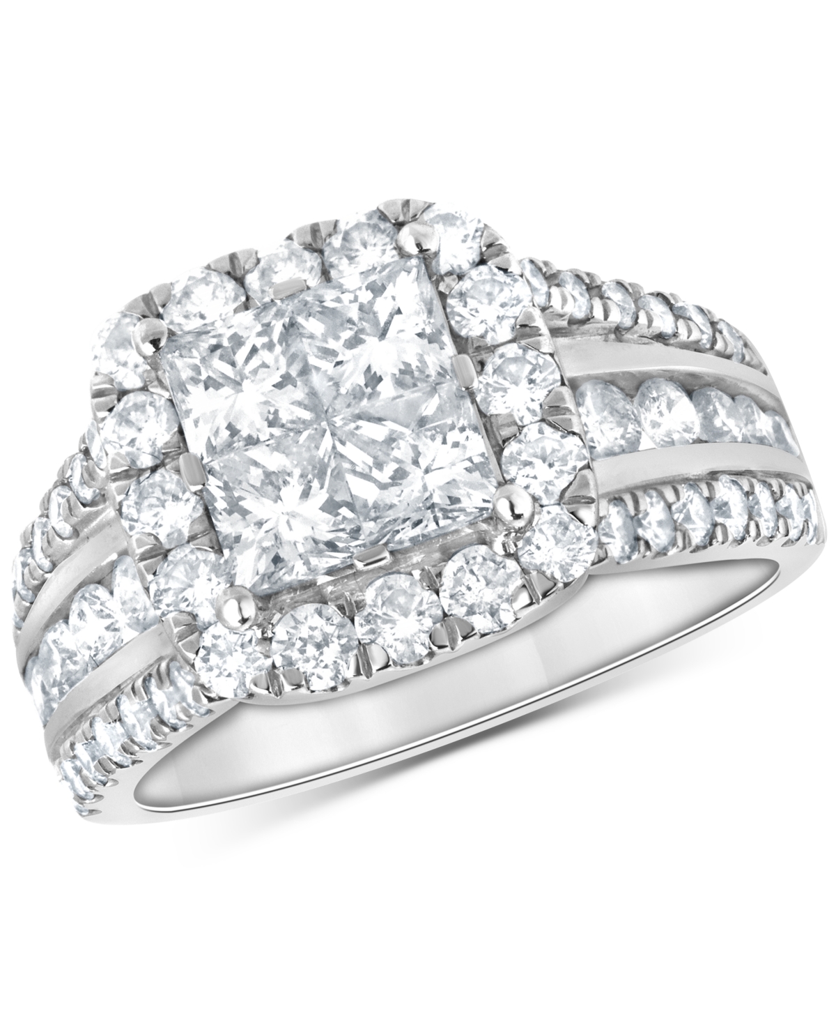 Diamond Princess Quad Cluster Halo Engagement Ring (2-1/2 ct. t.w.) in 14k White Gold - White Gold