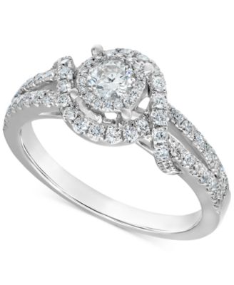 Macy's - Diamond Swirl Halo Engagement Ring (3/4 ct. t.w.) in 14k White Gold