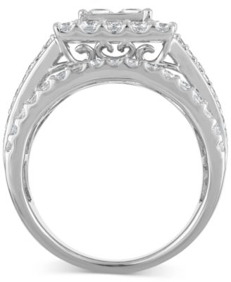 Diamond Quad Halo Engagement Ring (3 ct. t.w.) in 14k White Gold