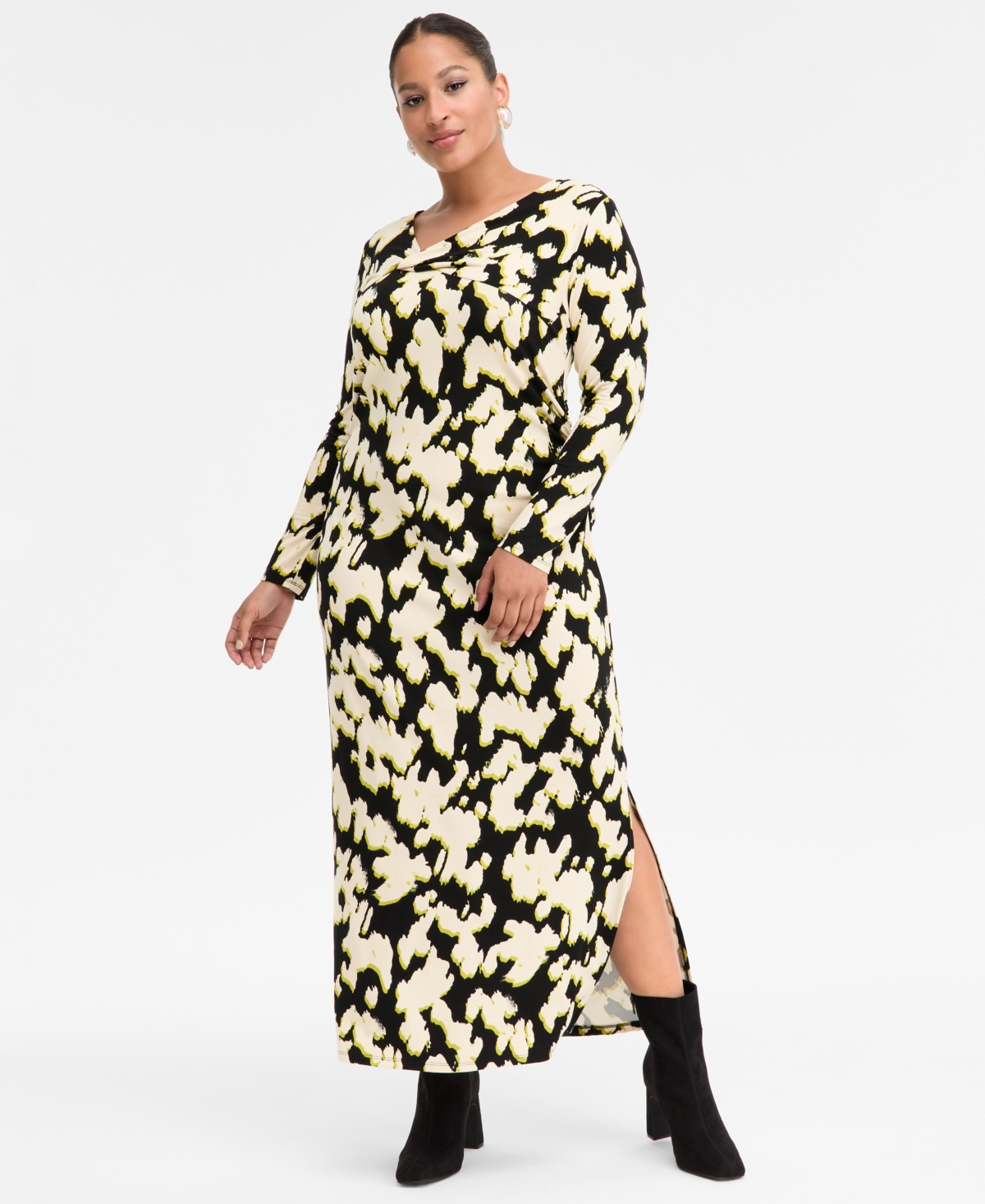 Inc International Concepts Plus Size Printed Crossover-neck Maxi Dress, Macy's Exclusive In Multi