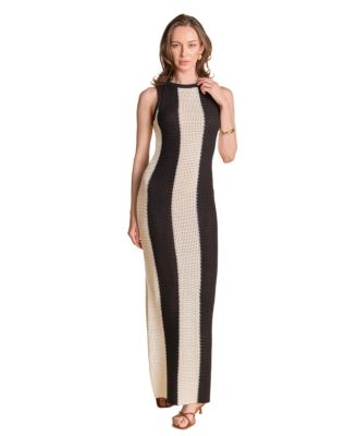 Women's Vertical Stripe Fitted Maxi Dress